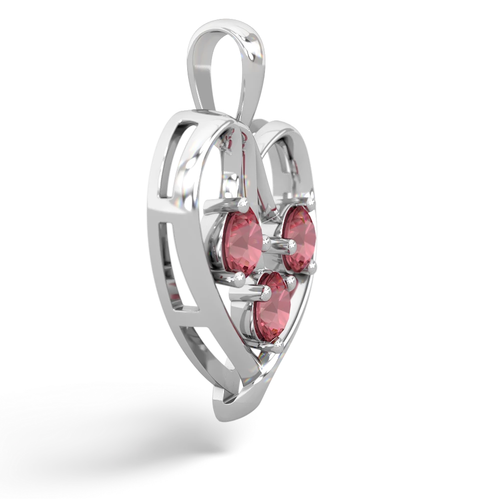 Lab Ruby Glowing Heart 14K White Gold pendant P2233