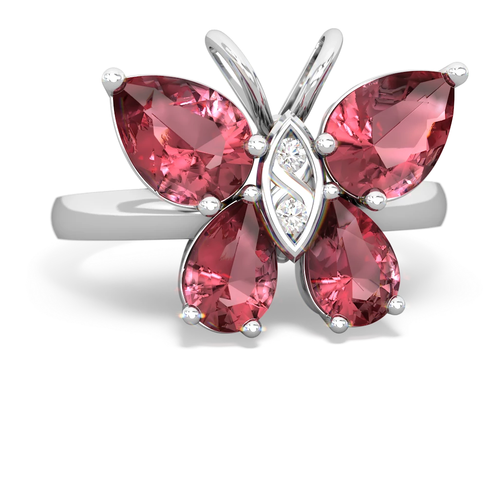 Pink Tourmaline Butterfly 14K White Gold ring R2215