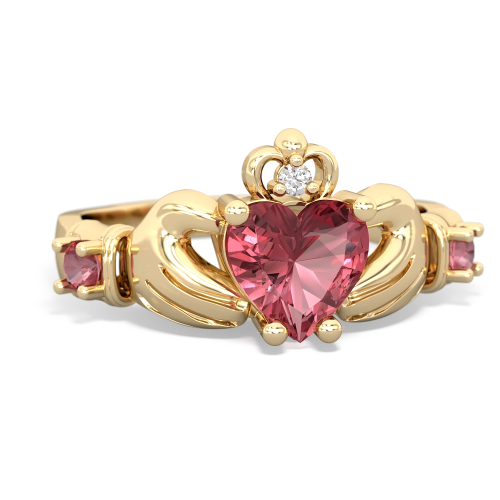 Garnet Claddagh Keepsake 14K Yellow Gold ring R5245