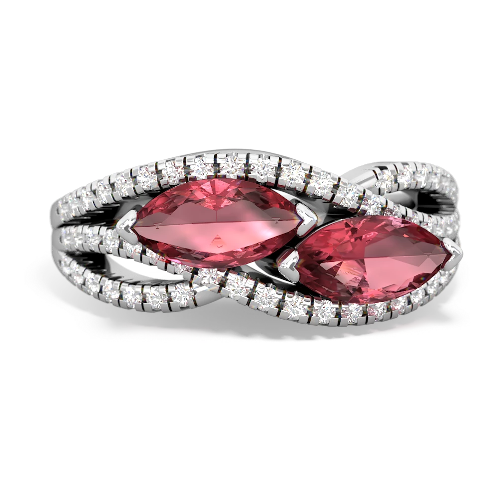 Pink Tourmaline Diamond Rivers 14K White Gold ring R3070