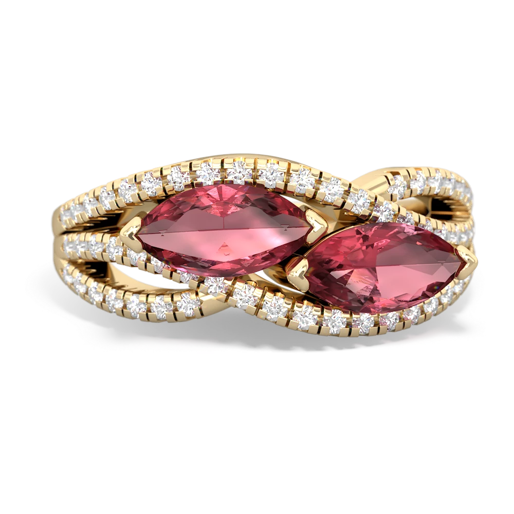 Pink Tourmaline Diamond Rivers 14K Yellow Gold ring R3070