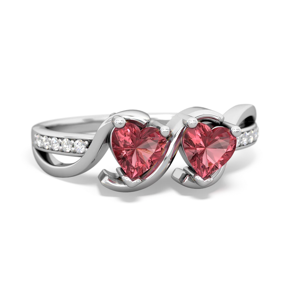 Pink Tourmaline Side By Side 14K White Gold ring R3090