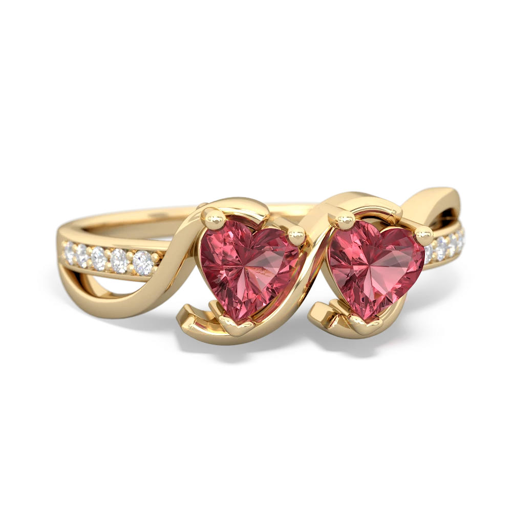 Pink Tourmaline Side By Side 14K Yellow Gold ring R3090