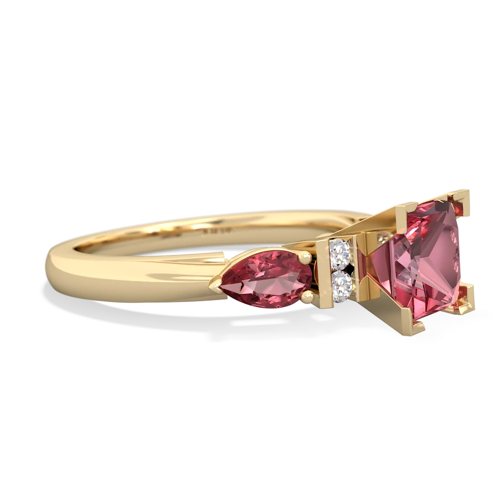 Lab Pink Sapphire 6Mm Princess Eternal Embrace Engagement 14K Yellow Gold ring C2002