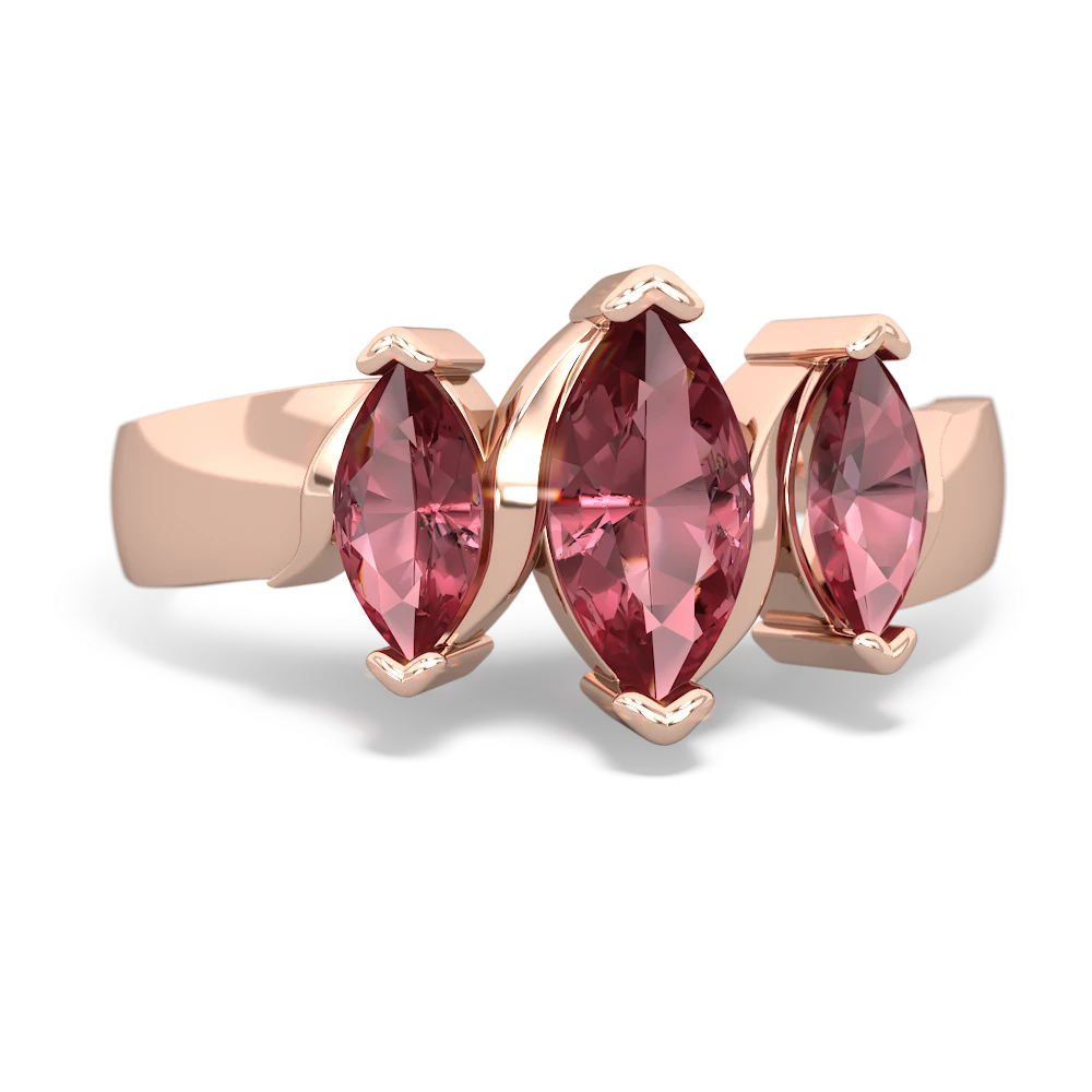 Lab Pink Sapphire Three Peeks 14K Rose Gold ring R2433