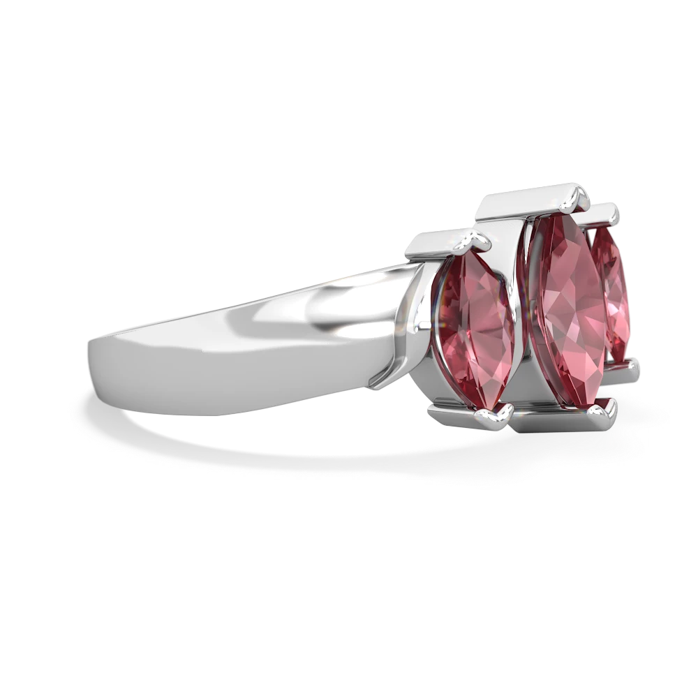 Pink Tourmaline Three Peeks 14K White Gold ring R2433