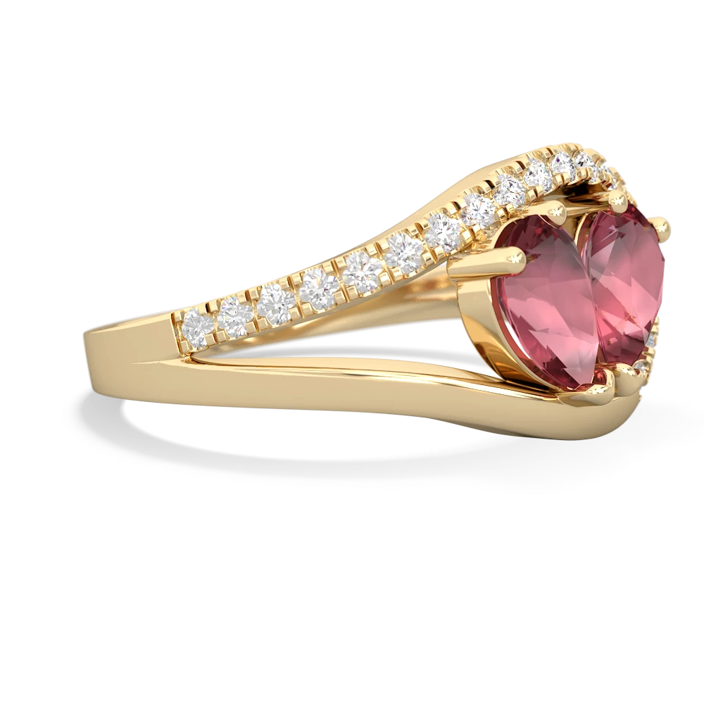 Pink Tourmaline Nestled Heart Keepsake 14K Yellow Gold ring R5650