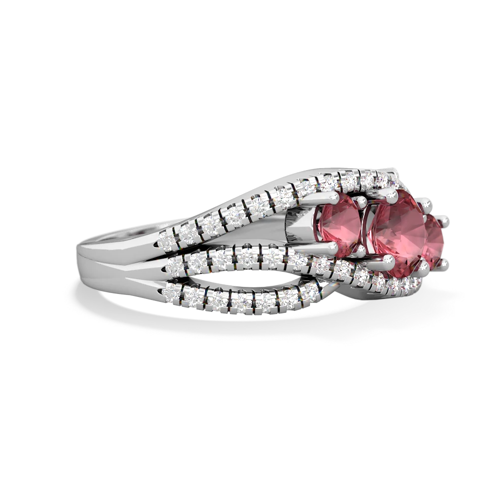 Garnet Three Stone Aurora 14K White Gold ring R3080