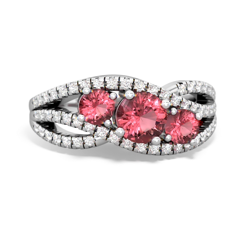 Ruby Three Stone Aurora 14K White Gold ring R3080