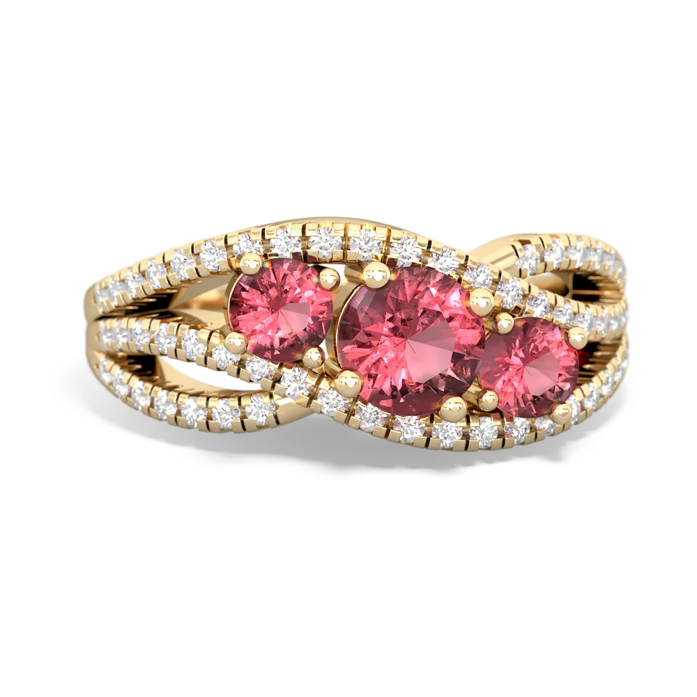 Ruby Three Stone Aurora 14K Yellow Gold ring R3080