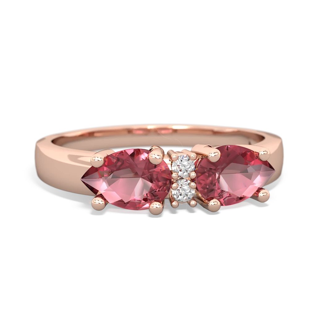 Pink Tourmaline Pear Bowtie 14K Rose Gold ring R0865