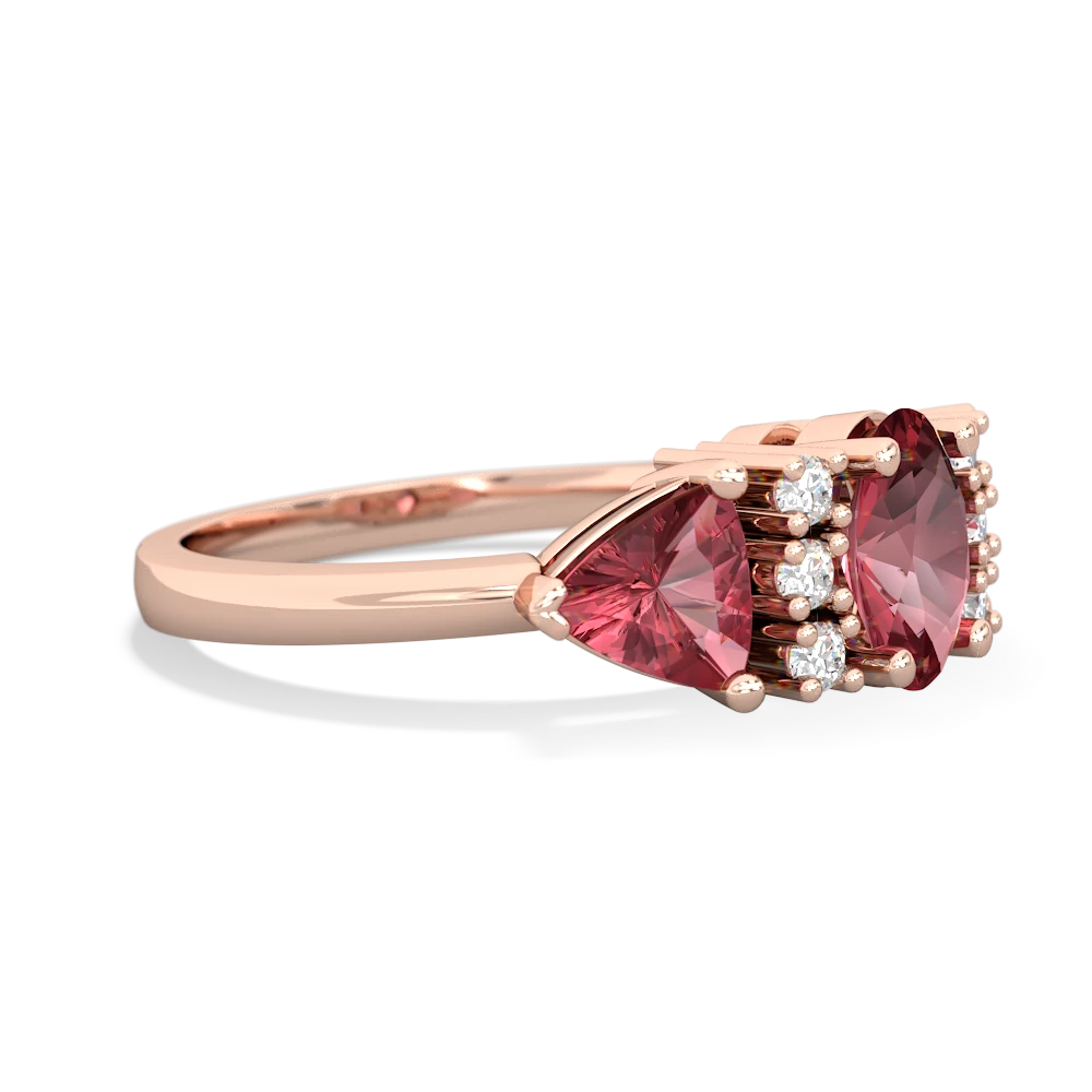 Lab Ruby Antique Style Three Stone 14K Rose Gold ring R2186