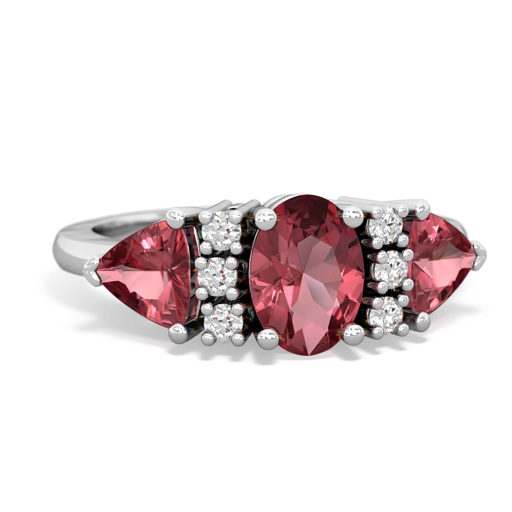 Lab Ruby Antique Style Three Stone 14K White Gold ring R2186