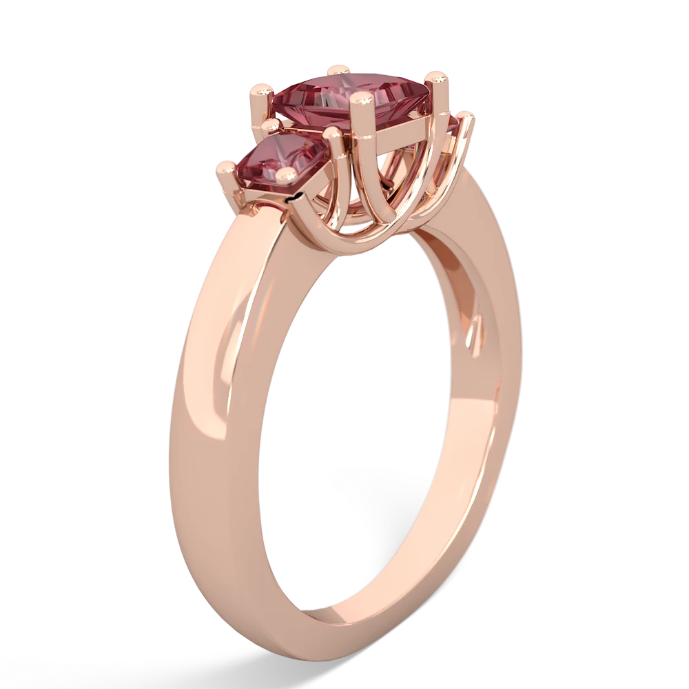 Lab Ruby Three Stone Trellis 14K Rose Gold ring R4015