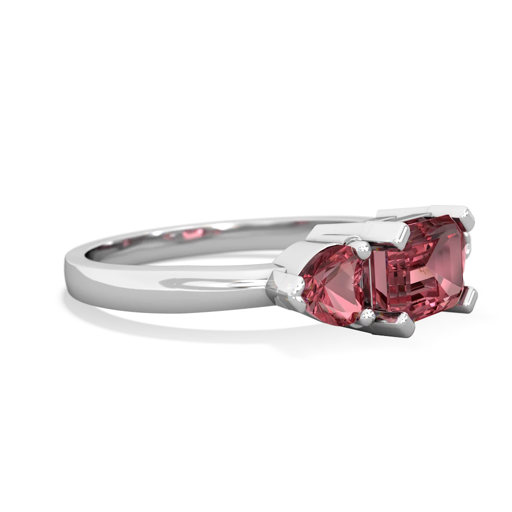 Lab Ruby Three Stone 14K White Gold ring R5235