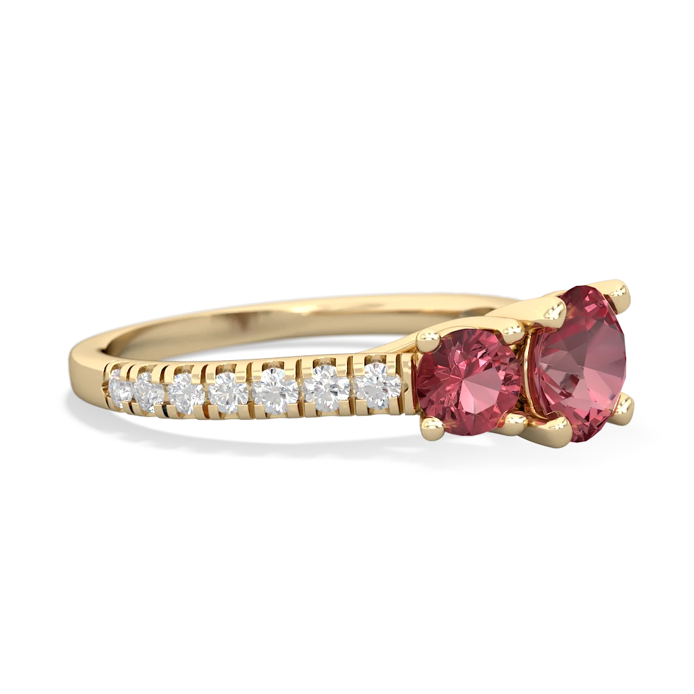 Pink Tourmaline Pave Trellis 14K Yellow Gold ring R5500