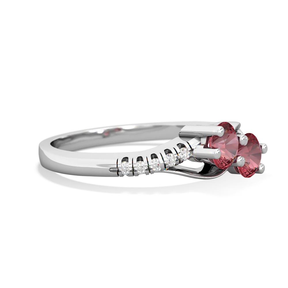 Pink Tourmaline Infinity Pave Two Stone 14K White Gold ring R5285