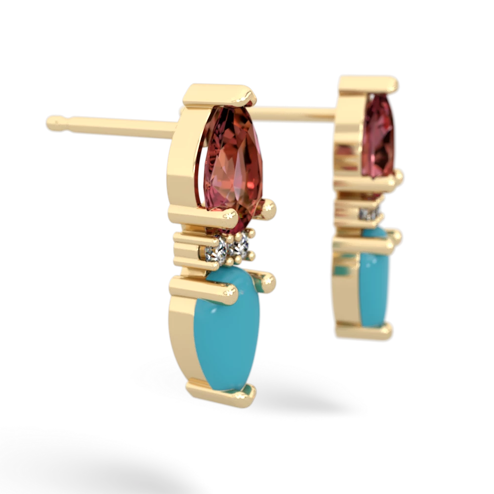 Pink Tourmaline Bowtie Drop 14K Yellow Gold earrings E0865