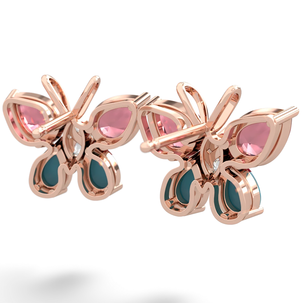 Pink Tourmaline Butterfly 14K Rose Gold earrings E2215