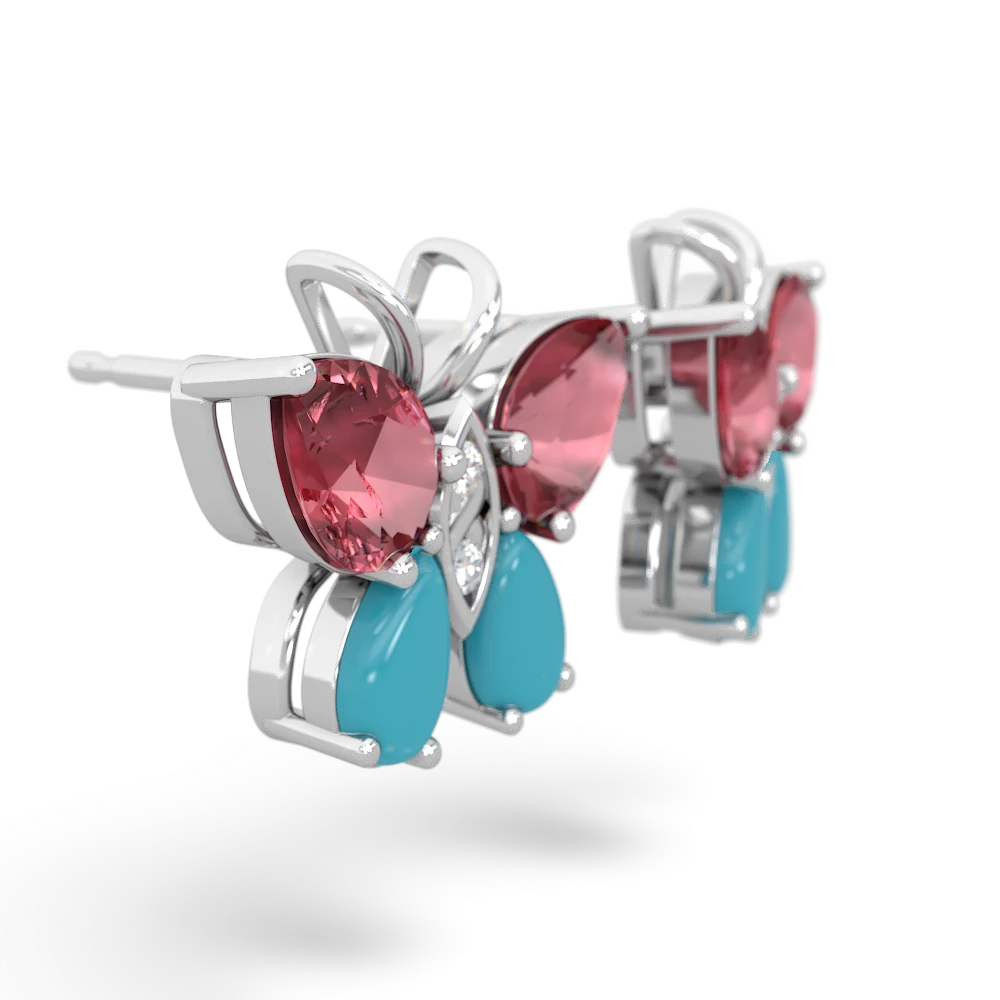 Pink Tourmaline Butterfly 14K White Gold earrings E2215