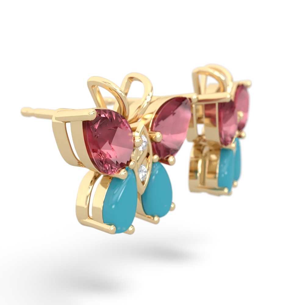 Pink Tourmaline Butterfly 14K Yellow Gold earrings E2215