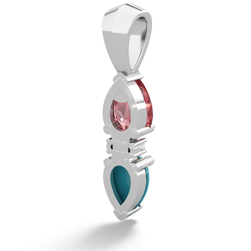 Pink Tourmaline Bowtie Drop 14K White Gold pendant P0865
