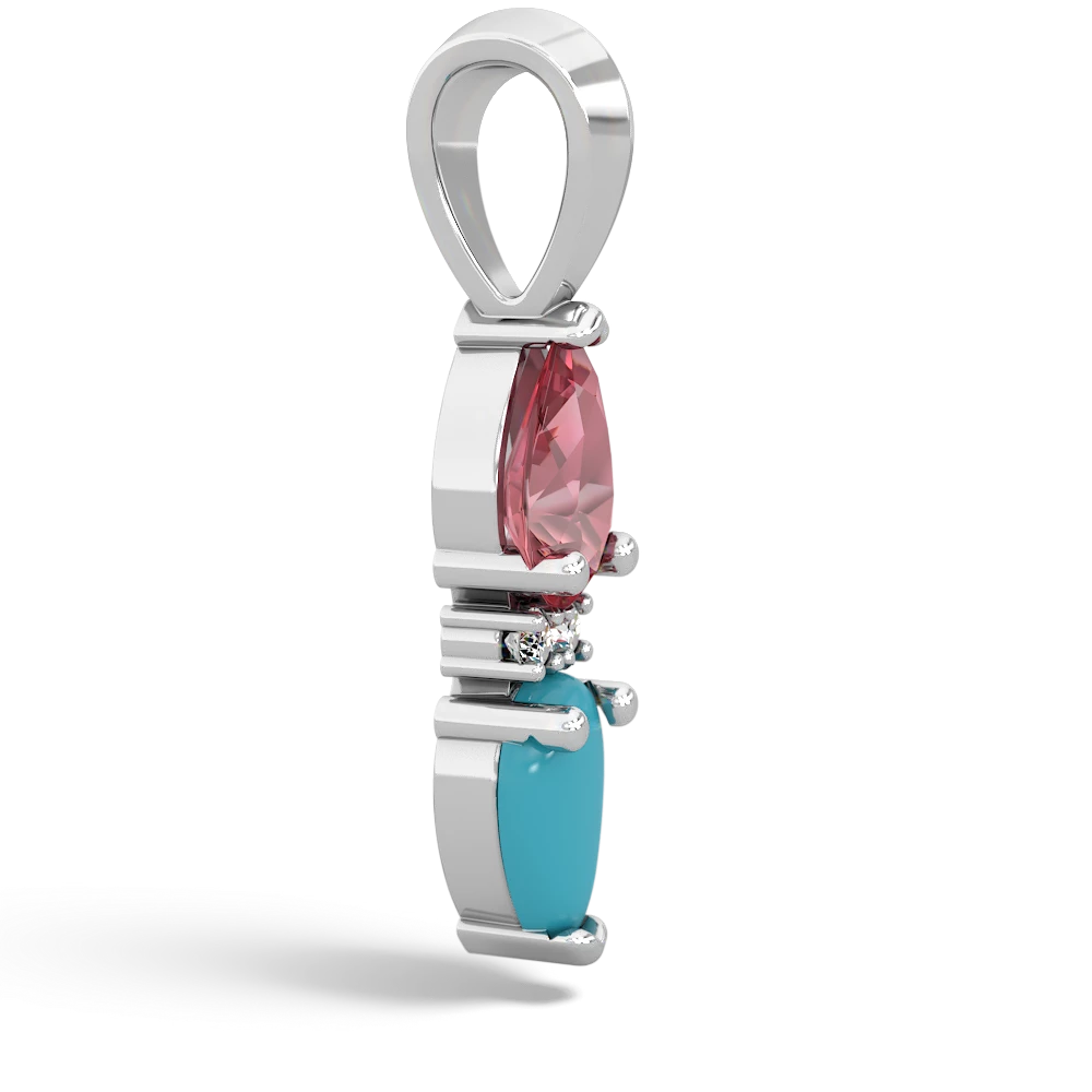 Pink Tourmaline Bowtie Drop 14K White Gold pendant P0865