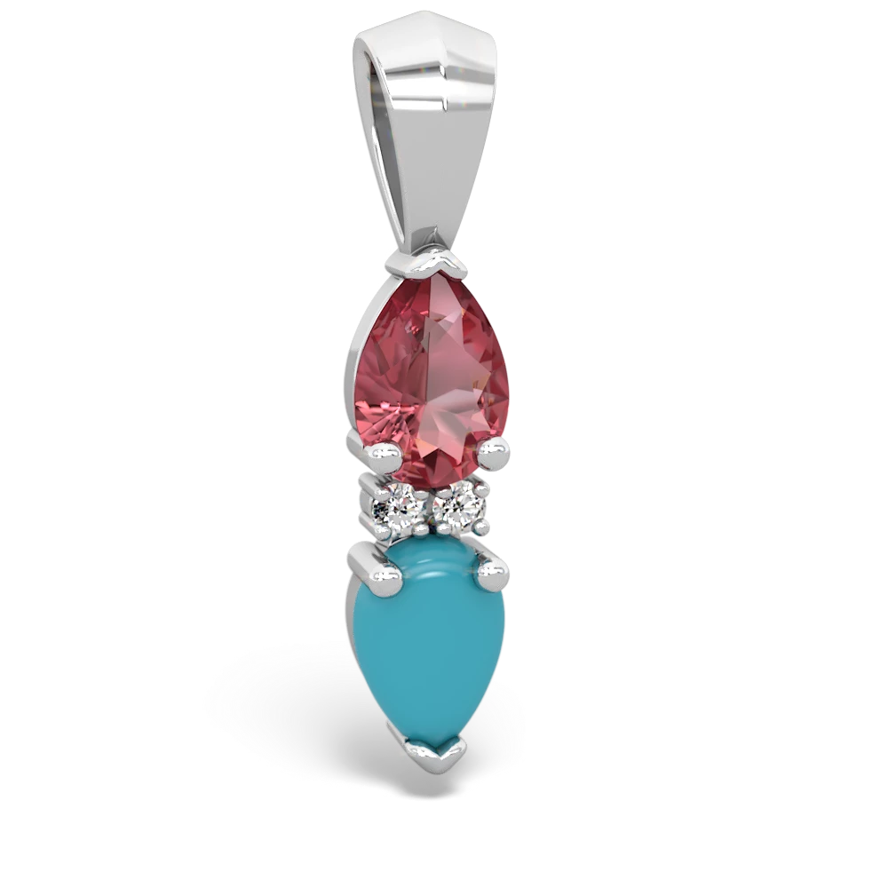 Pink Tourmaline Bowtie Drop 14K White Gold pendant P0865