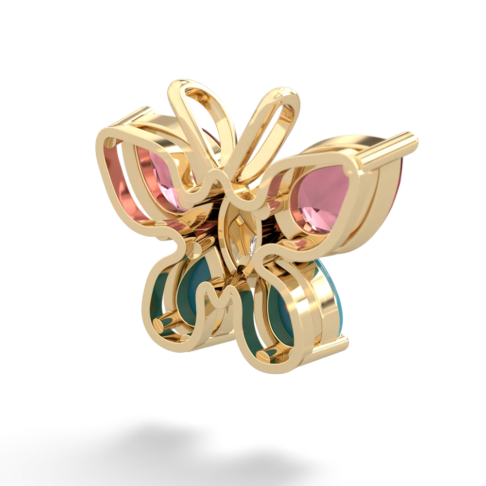 Pink Tourmaline Butterfly 14K Yellow Gold pendant P2215