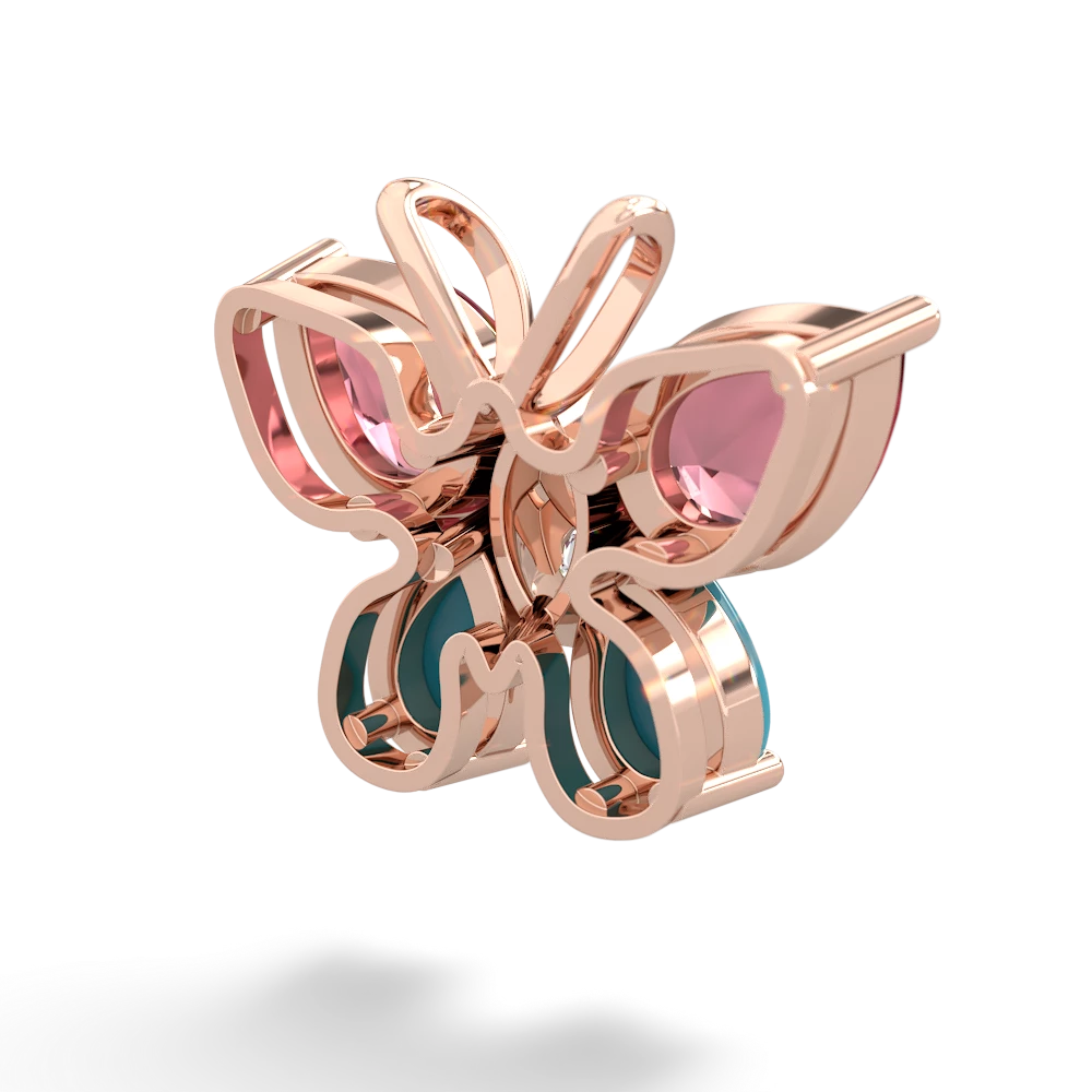 Pink Tourmaline Butterfly 14K Rose Gold pendant P2215