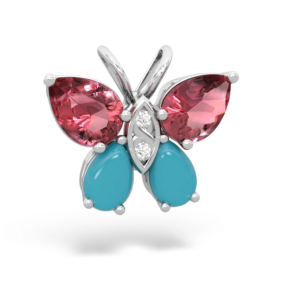 Pink Tourmaline Butterfly 14K White Gold pendant P2215