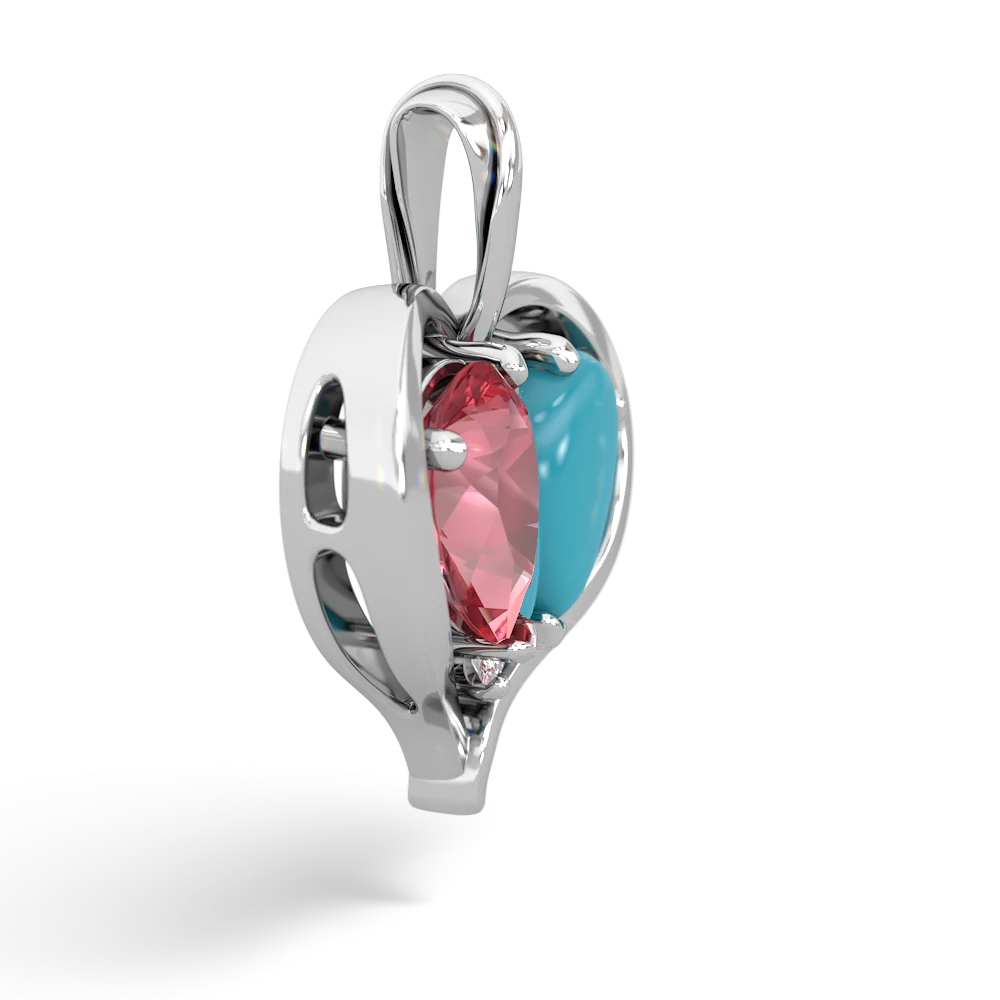 Pink Tourmaline Two Become One 14K White Gold pendant P5330