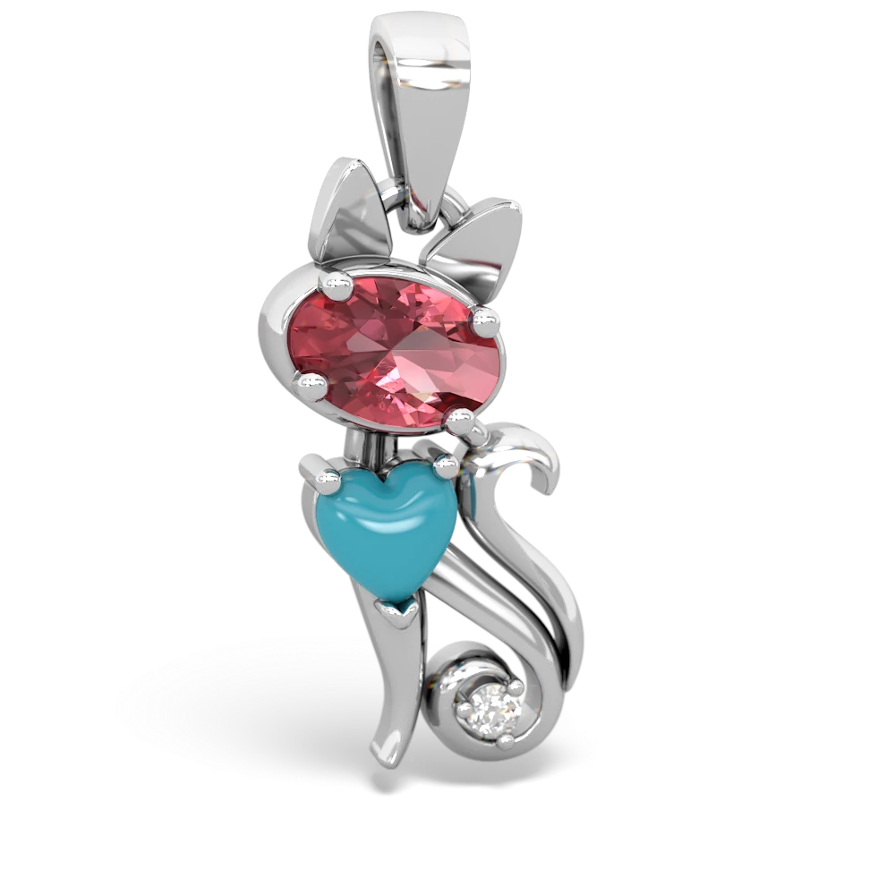 Pink Tourmaline Kitten 14K White Gold pendant P5780