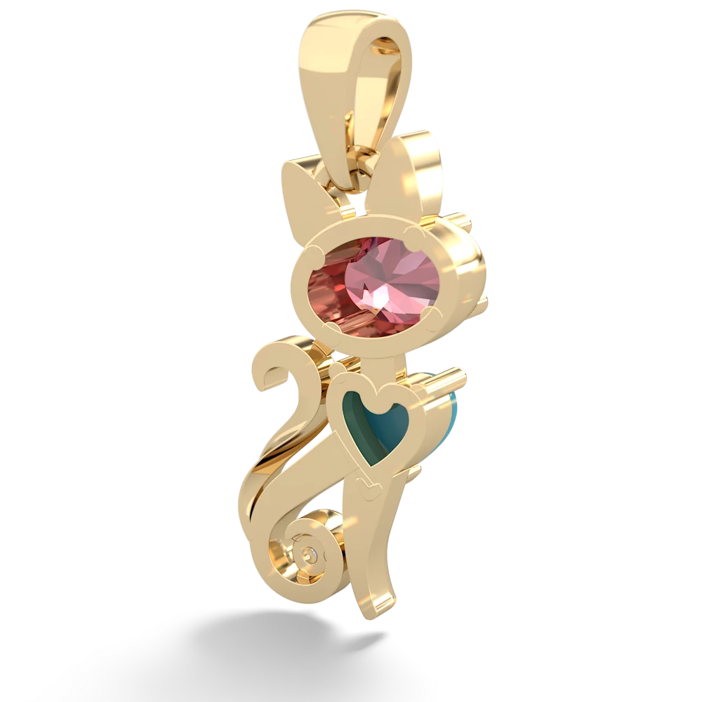 Pink Tourmaline Kitten 14K Yellow Gold pendant P5780