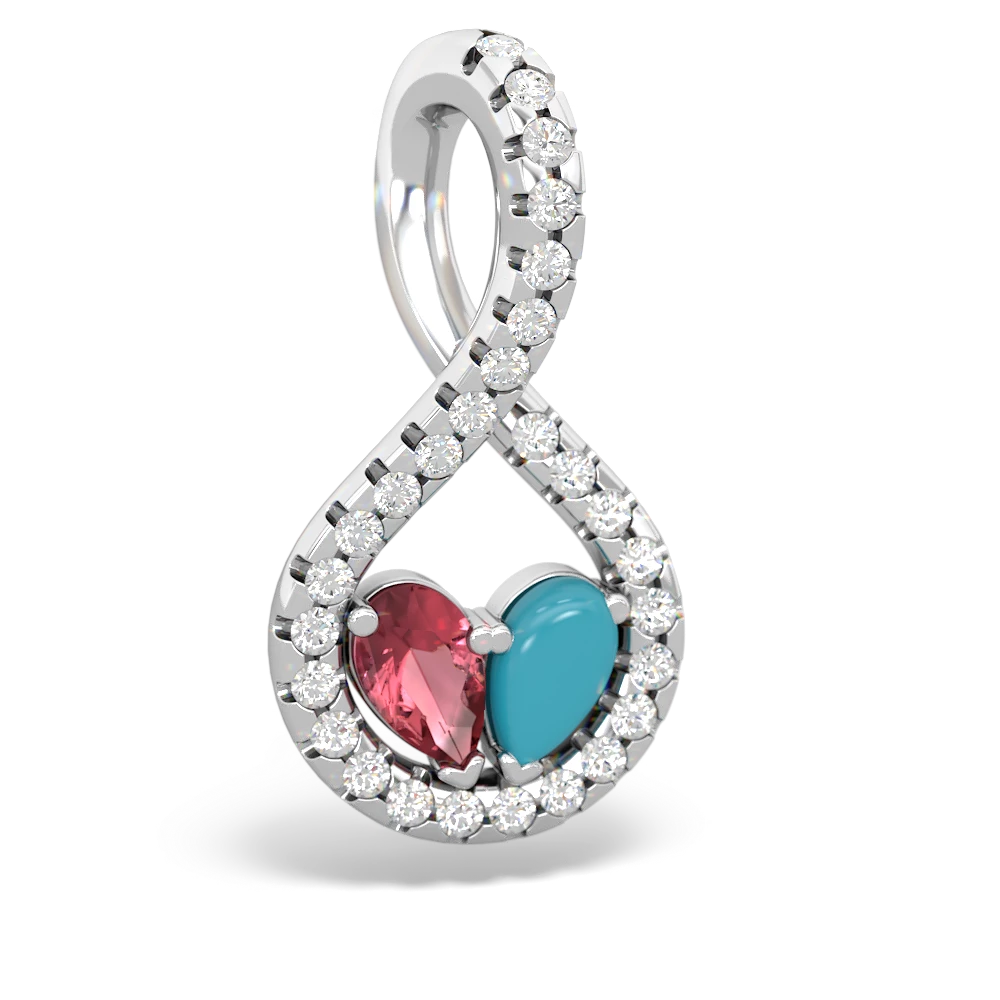 Pink Tourmaline Pave Twist 'One Heart' 14K White Gold pendant P5360