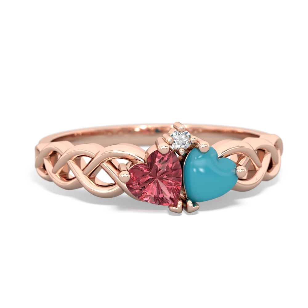 Pink Tourmaline Heart To Heart Braid 14K Rose Gold ring R5870