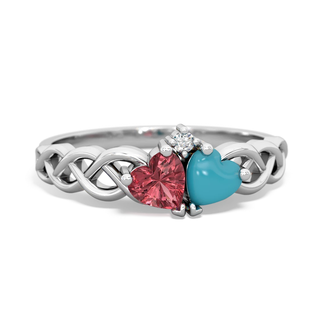 Pink Tourmaline Heart To Heart Braid 14K White Gold ring R5870