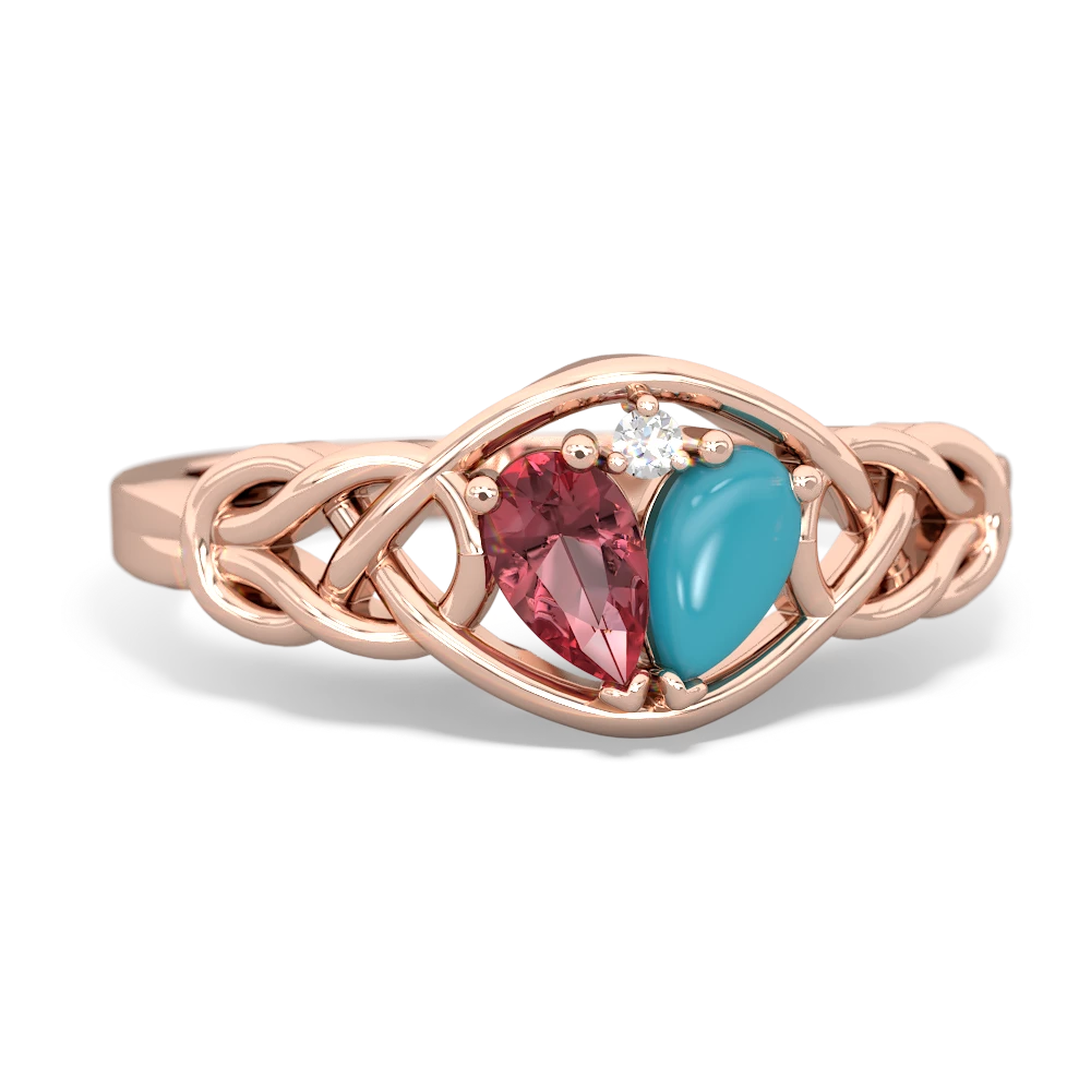 Pink Tourmaline Celtic Love Knot 14K Rose Gold ring R5420