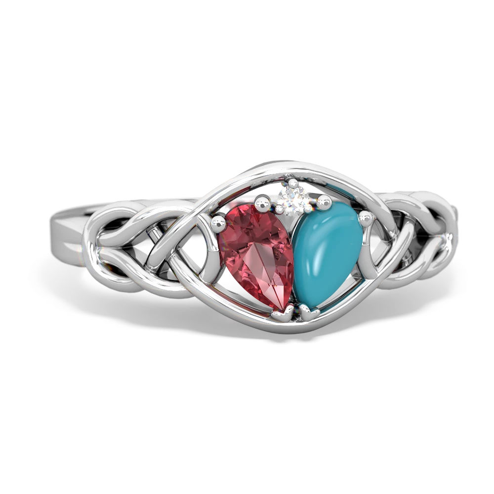 Pink Tourmaline Celtic Love Knot 14K White Gold ring R5420