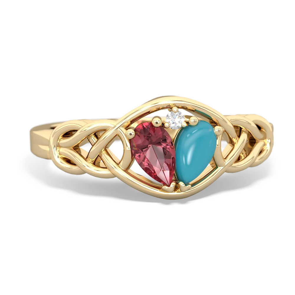 Pink Tourmaline Celtic Love Knot 14K Yellow Gold ring R5420