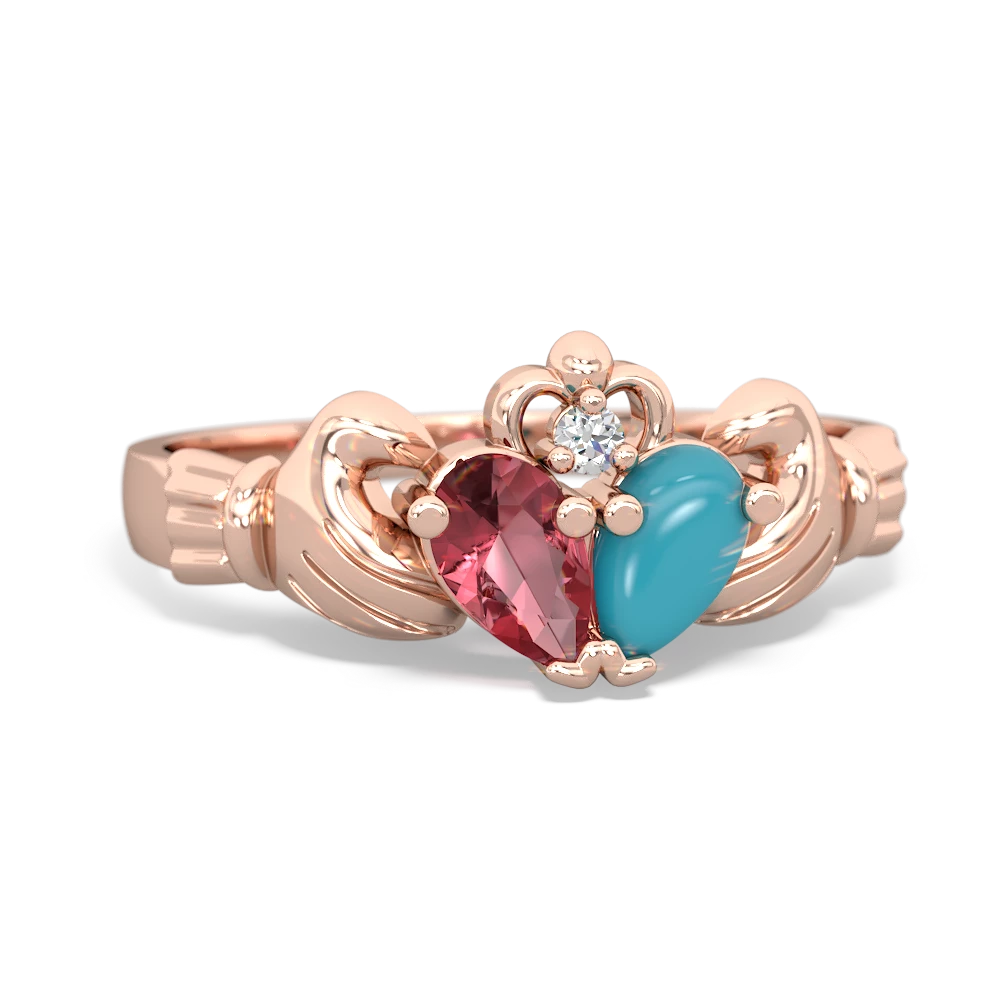 Pink Tourmaline 'Our Heart' Claddagh 14K Rose Gold ring R2388