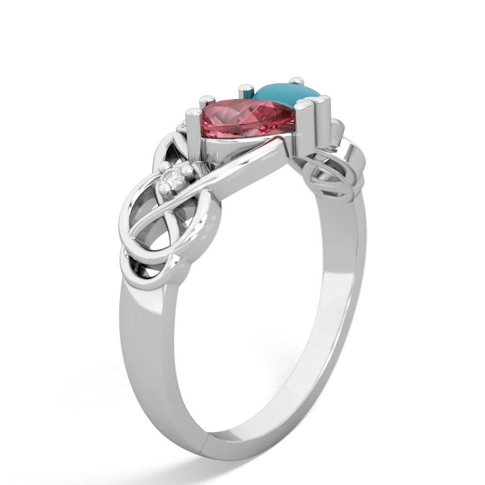 Pink Tourmaline 'One Heart' Celtic Knot Claddagh 14K White Gold ring R5322