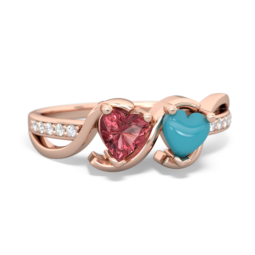 Pink Tourmaline Side By Side 14K Rose Gold ring R3090