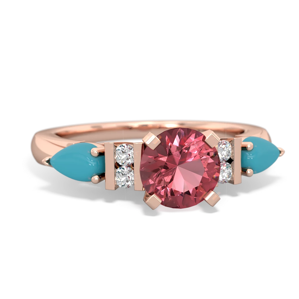 Pink Tourmaline 6Mm Round Eternal Embrace Engagement 14K Rose Gold ring R2005