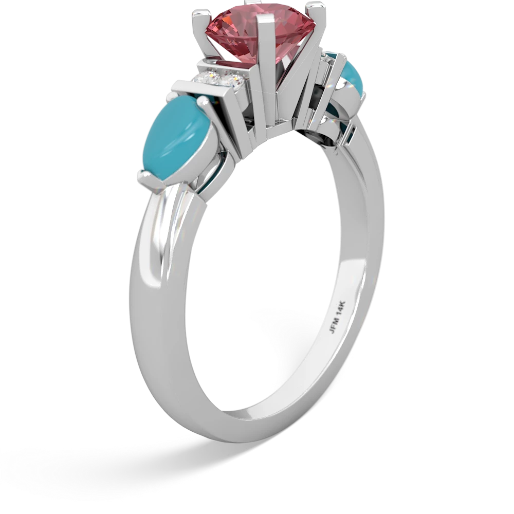 Pink Tourmaline 6Mm Round Eternal Embrace Engagement 14K White Gold ring R2005