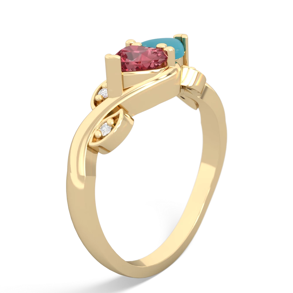 Pink Tourmaline Floral Elegance 14K Yellow Gold ring R5790