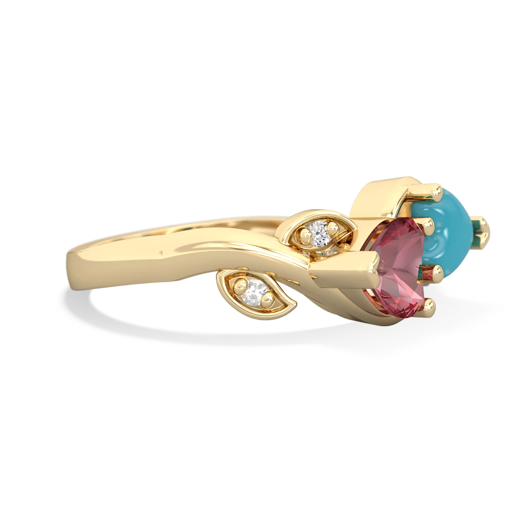 Pink Tourmaline Floral Elegance 14K Yellow Gold ring R5790