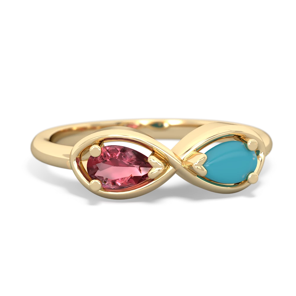 Pink Tourmaline Infinity 14K Yellow Gold ring R5050