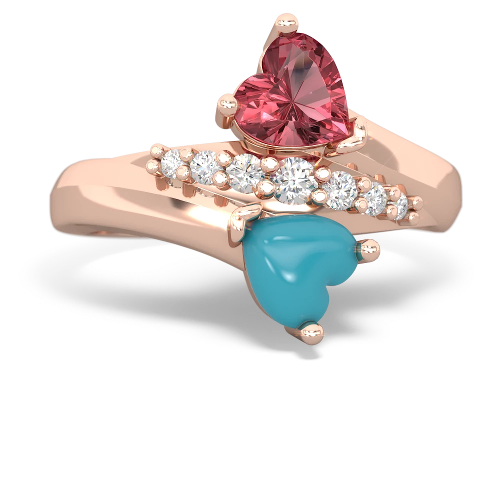 Pink Tourmaline Heart To Heart 14K Rose Gold ring R2064