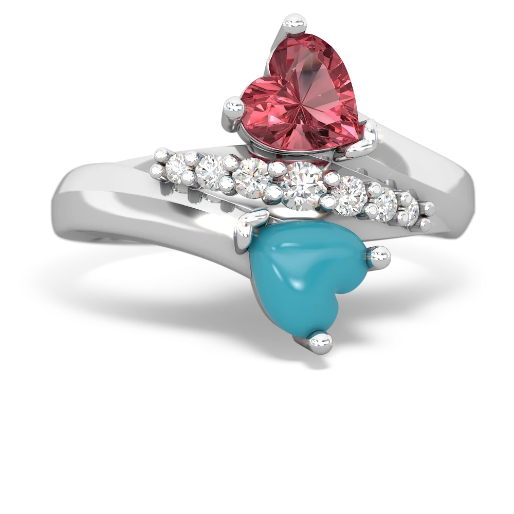 Pink Tourmaline Heart To Heart 14K White Gold ring R2064